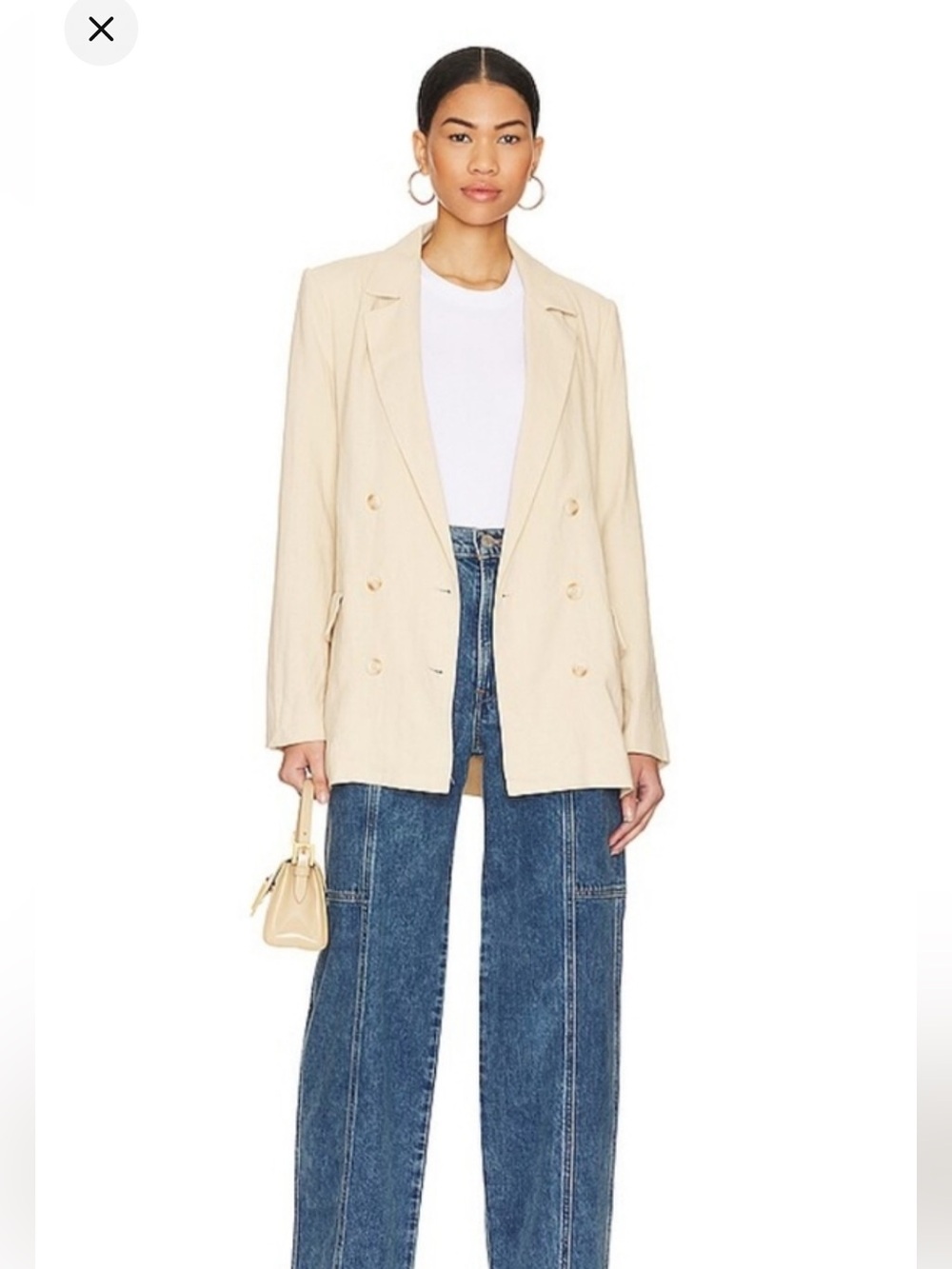 Free people Classic Double-Breasted Cream Blazer - Women